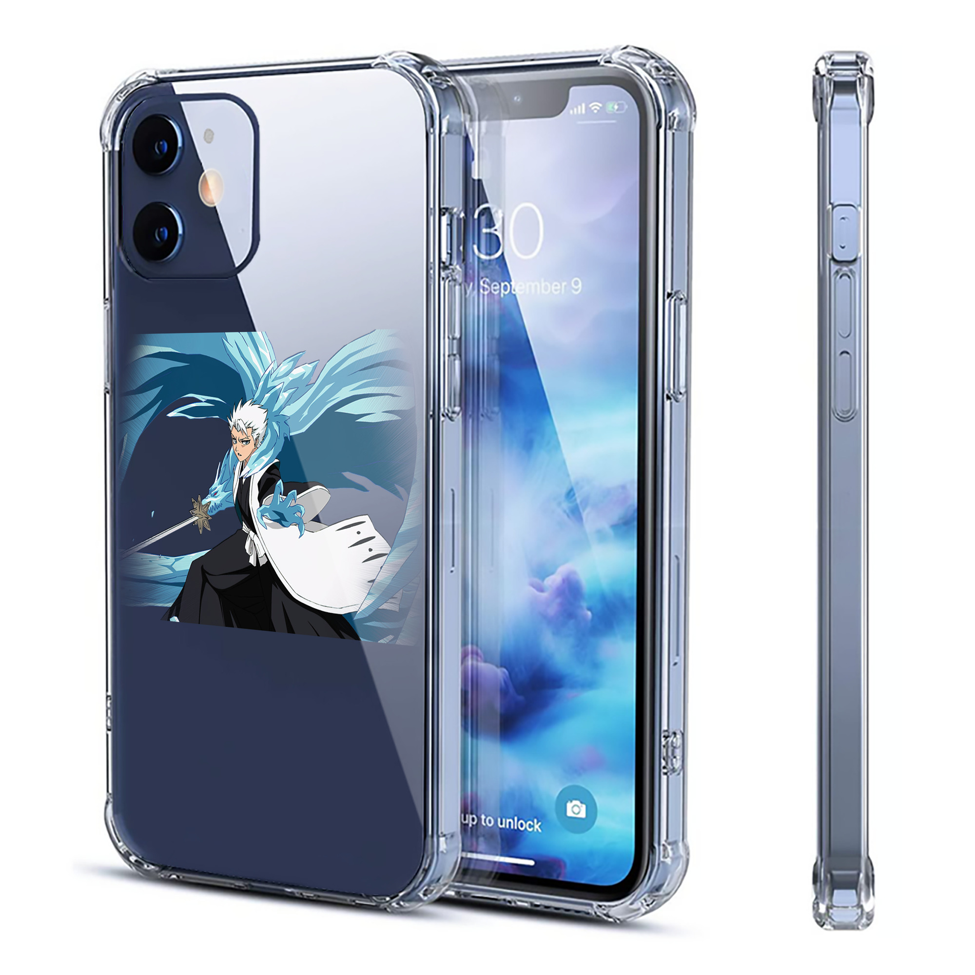 （画像用） ブリーチ 日番谷冬獅郎（ひつがや とうしろう） BLEACH Hitsugaya Toushirou 【iPhone 12シリーズ対応】透明スマホケース（クリアソフトケース）